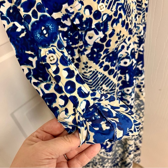 Cabi Blue Jewel Tunic Belted Button Down Dress A5 - Picture 4 of 7